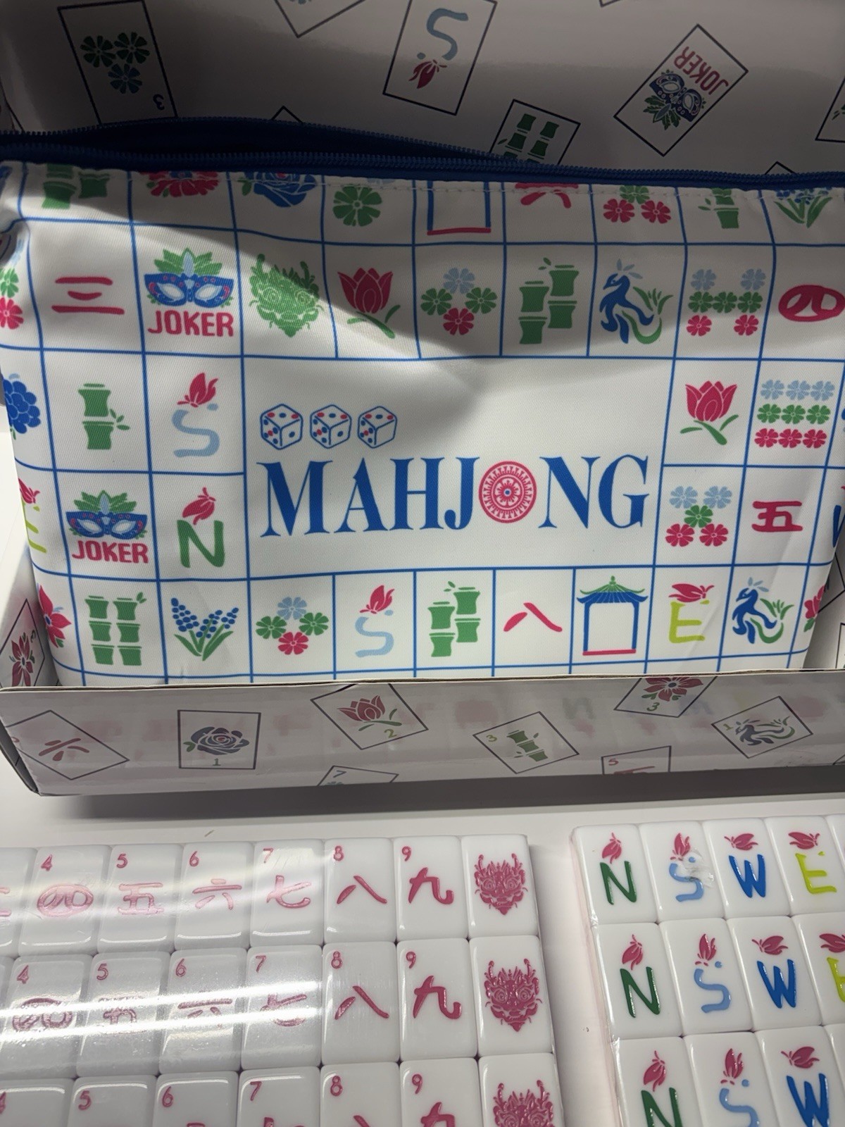 American Mahjong Tile Set(Pink) with Carrying Bag and Accessories, 160 Acrylic