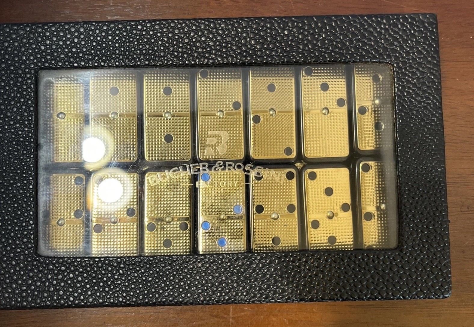 Bucher & Rossini Metal Surface Dominoes Set Double – Classic 28 Pieces. “J1”