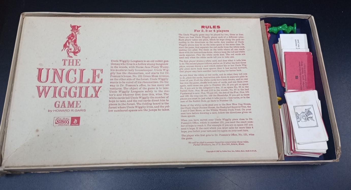 Parker Brothers Uncle Wiggily Game 1967 Board Game Animals Ages 5-11 2 Players