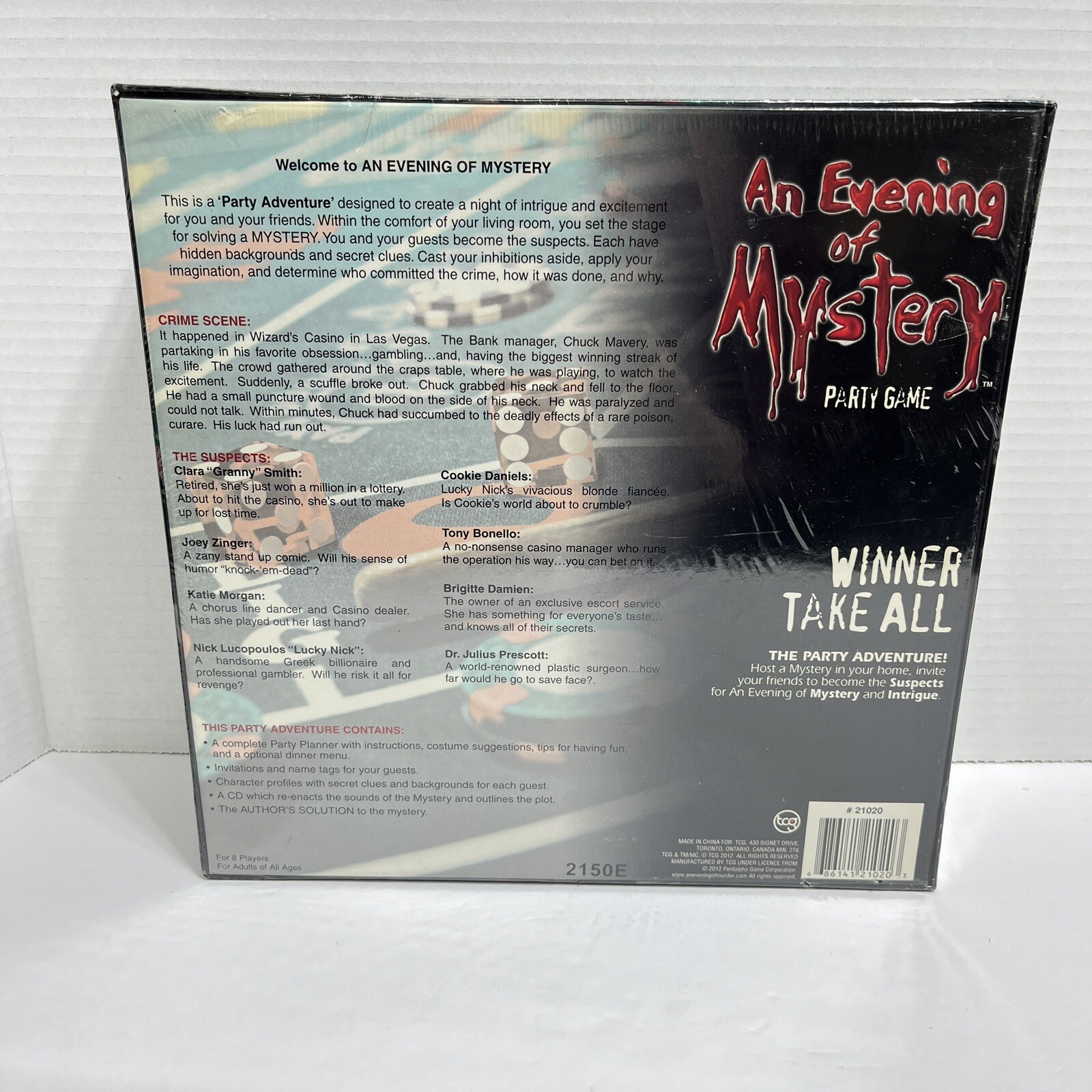 An Evening of Mystery Party Game Winner Take All 8 Adult Players – NEW SEALED
