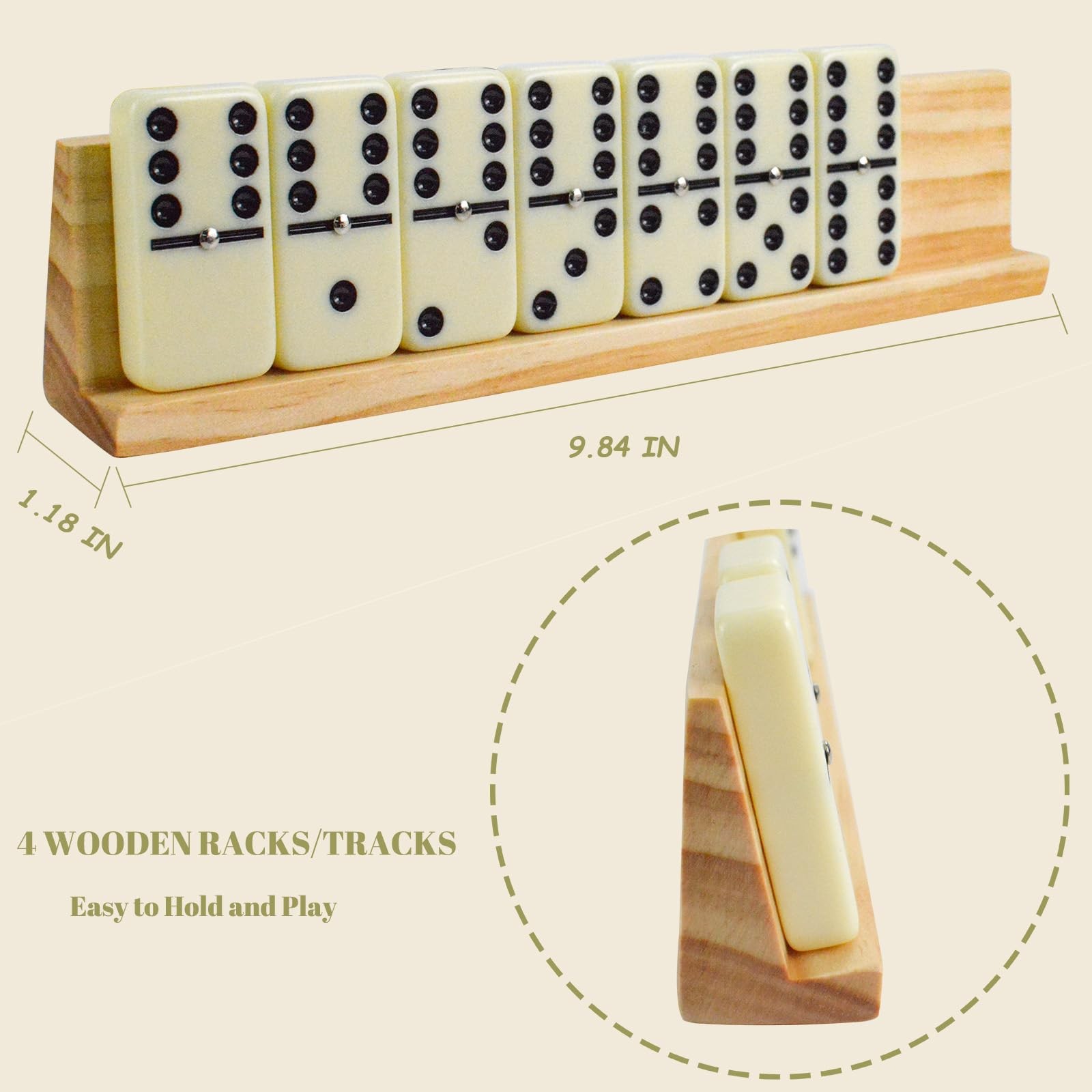 Vovotuzzi Jumbo Double 6 Dominoes Set For Adults Kids – 28 Ivory Domino Tiles 4
