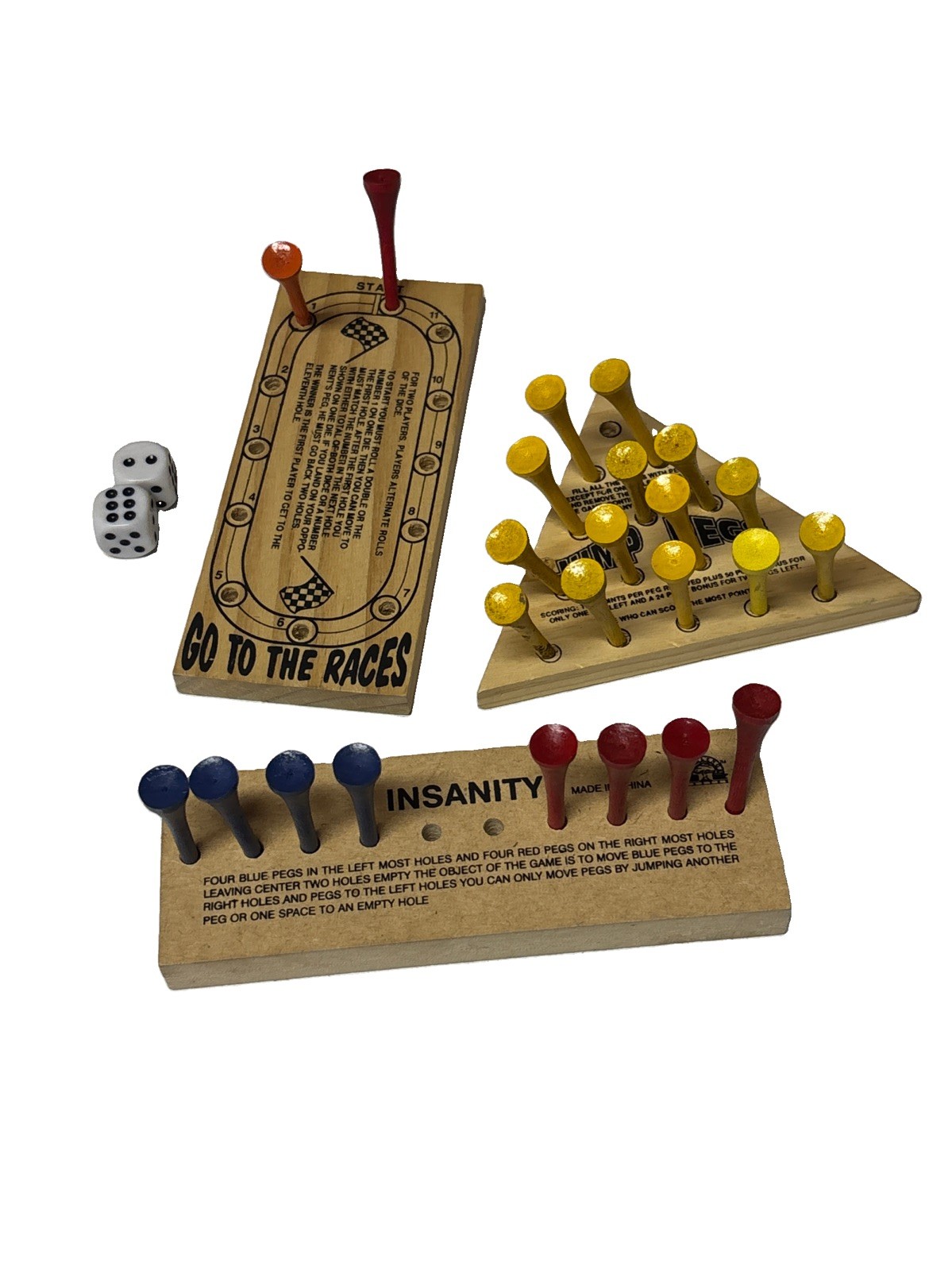 Brain Teaser IQ Tester Wood Peg Games Set Of 3