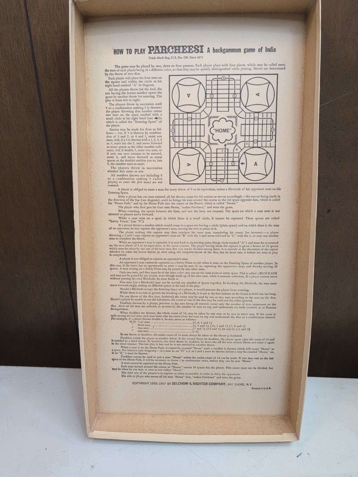 Vintage Parcheesi Board Game Gold Seal Edition – 1964 | wooden missing 1 Die