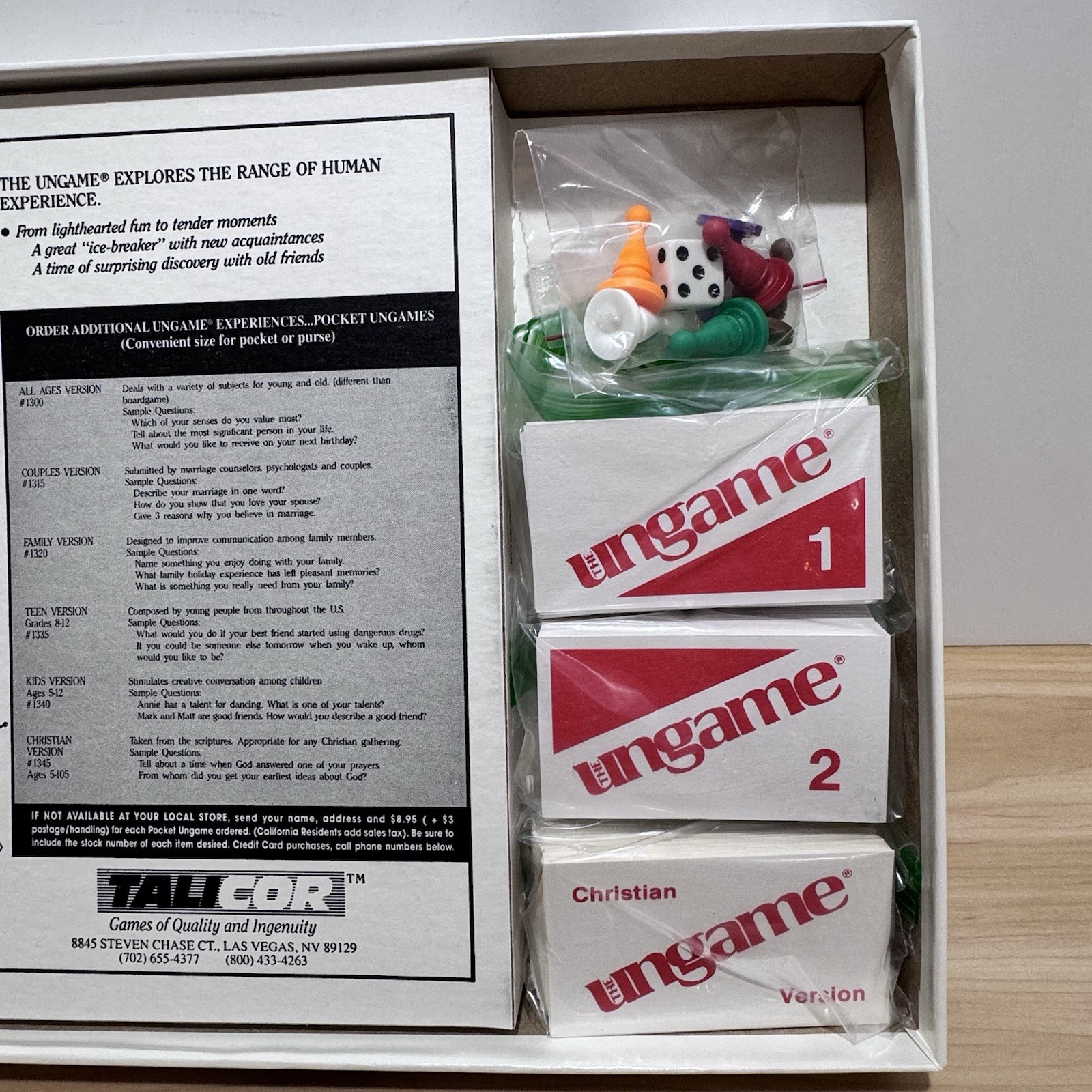 1989 Vintage THE UNGAME Board Game Christian Version – by Talicor Inc. Complete