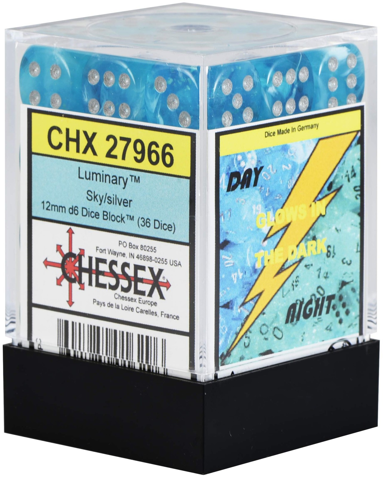 d6Cube12mm Gemini Dark Luminary SKYsv – Chessex (Pack of 36)