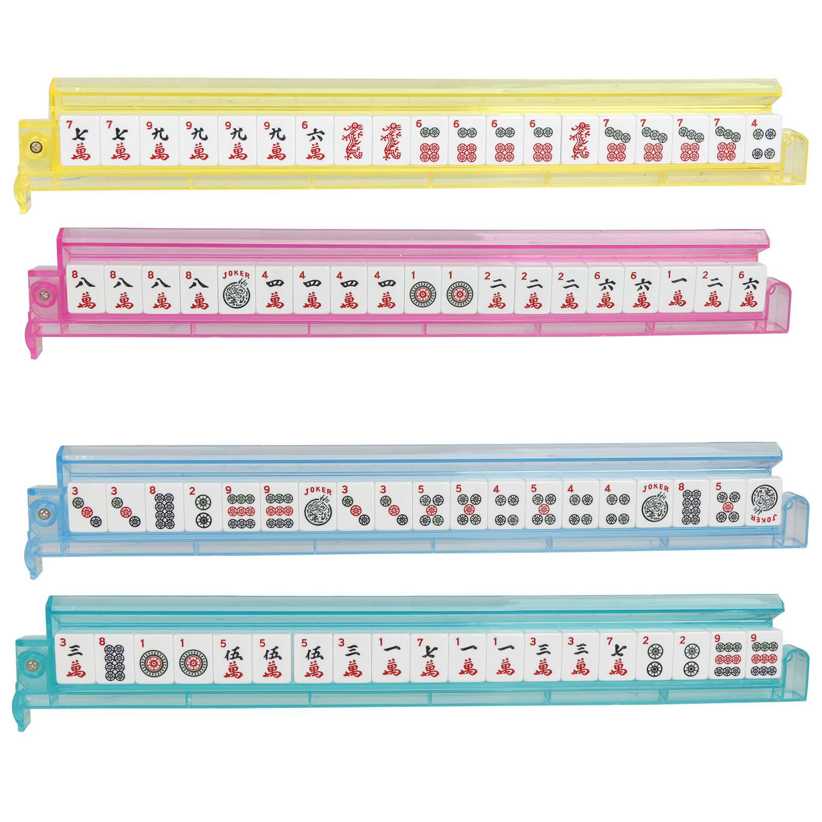 American Mah Jongg 166 Tile Mahjong Set 4 All-in-One Rack Pushers w/Portable Bag