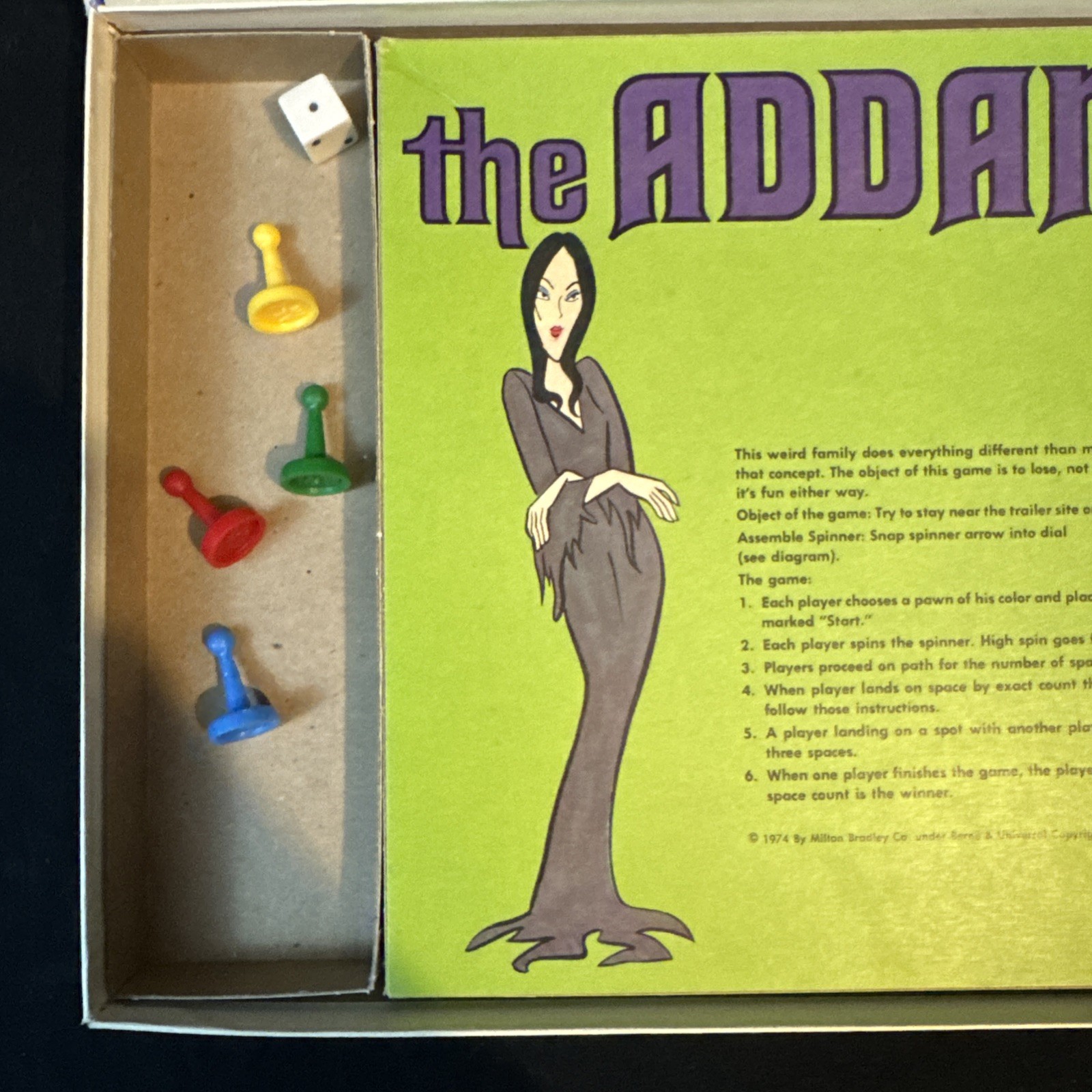 Vintage 1974 Milton Bradley The Addams Family Board Game In Original Box