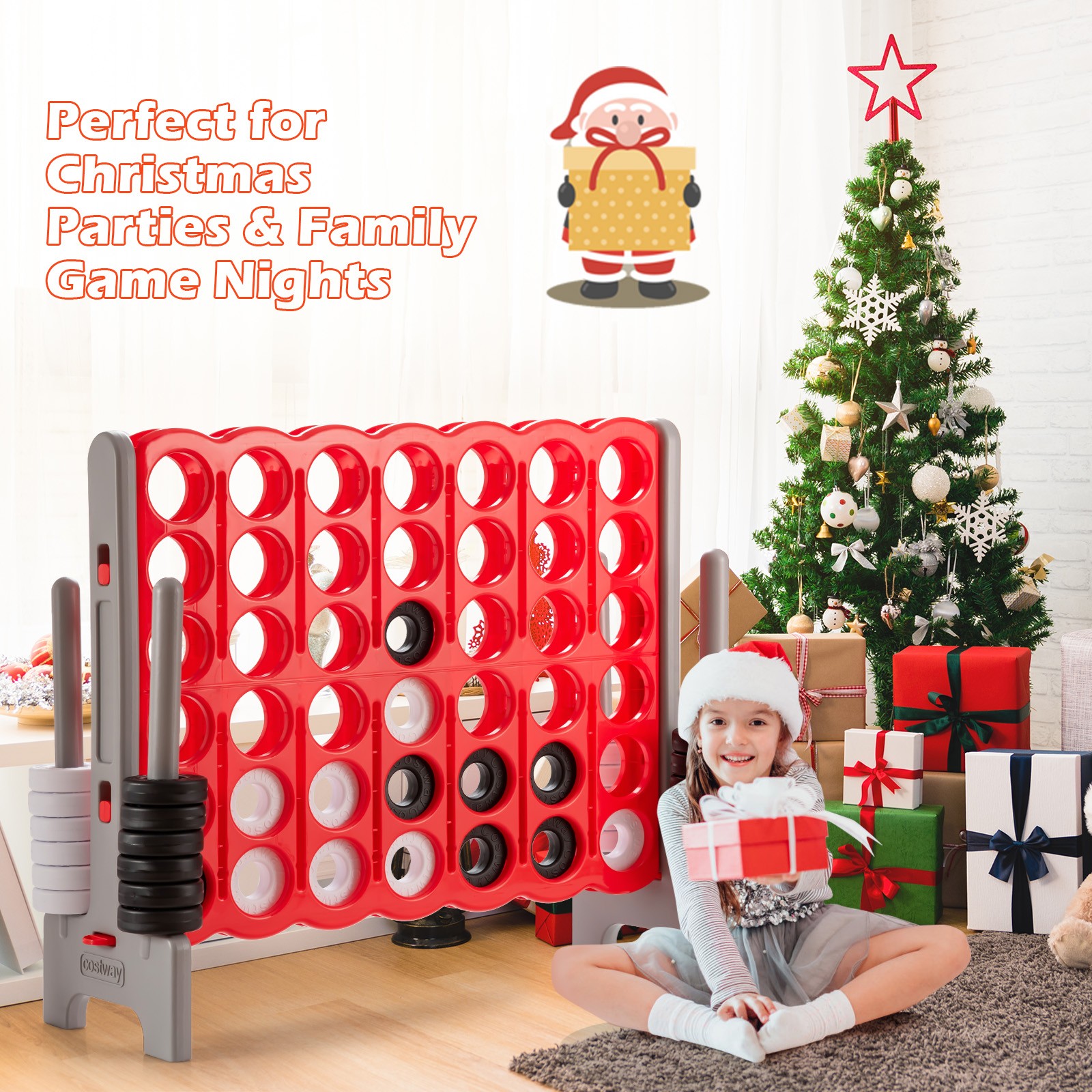 Jumbo 4-to-Score 4 in A Row Giant Game Set Outdoor Indoor Adults Kids Family Fun