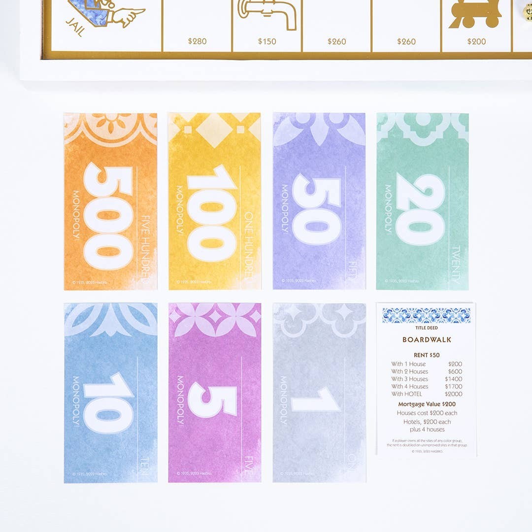 WS Game Company Monopoly Bianco Edition with Foil-Stamped Wood Game Board New