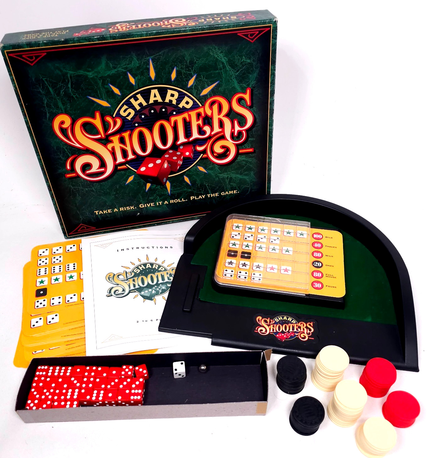Sharp Shooters Dice Board Game w Manual Milton Bradley 1994 Dice Game Complete?