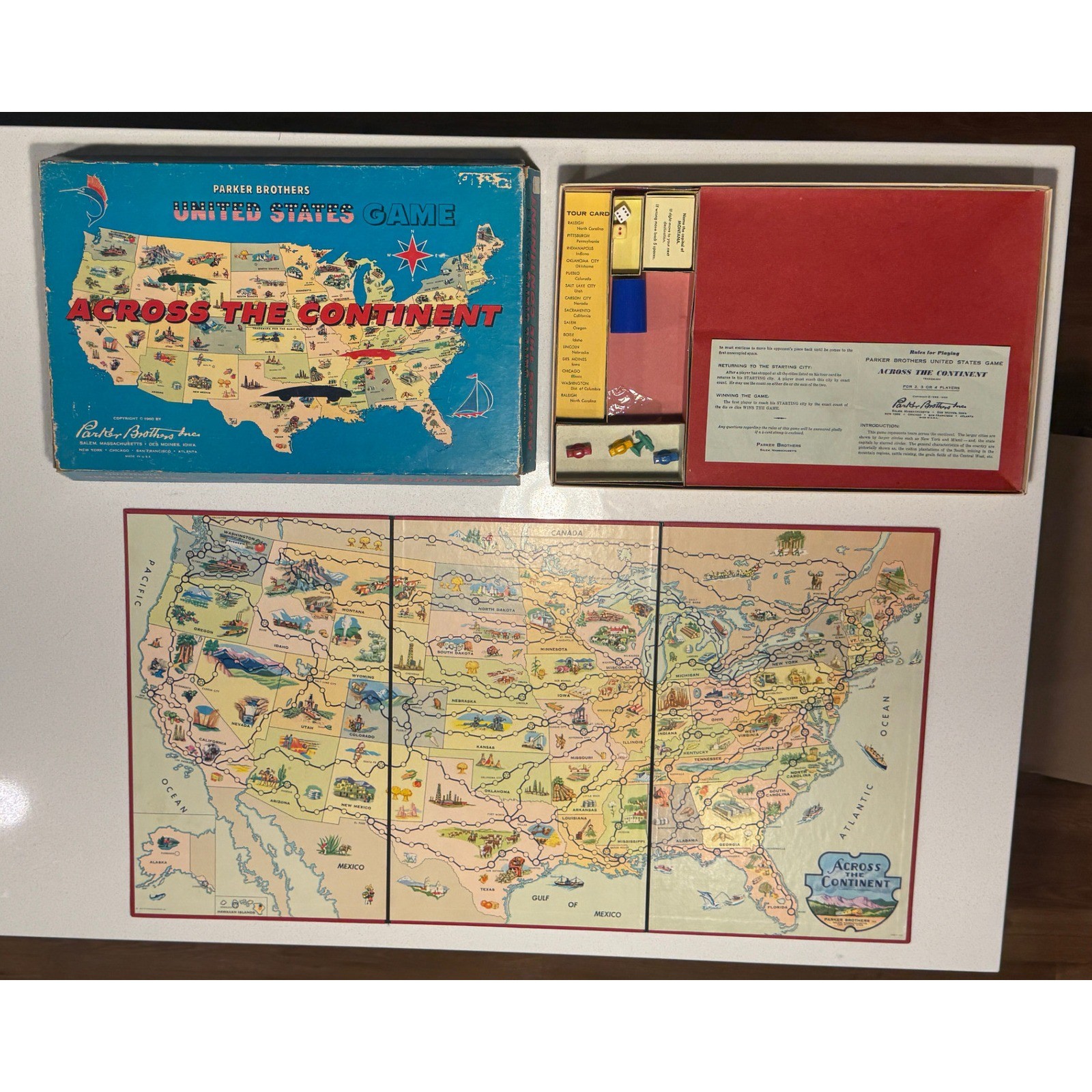 Vintage 1960 Parker Bros Across the Continent United States Board Game Complete