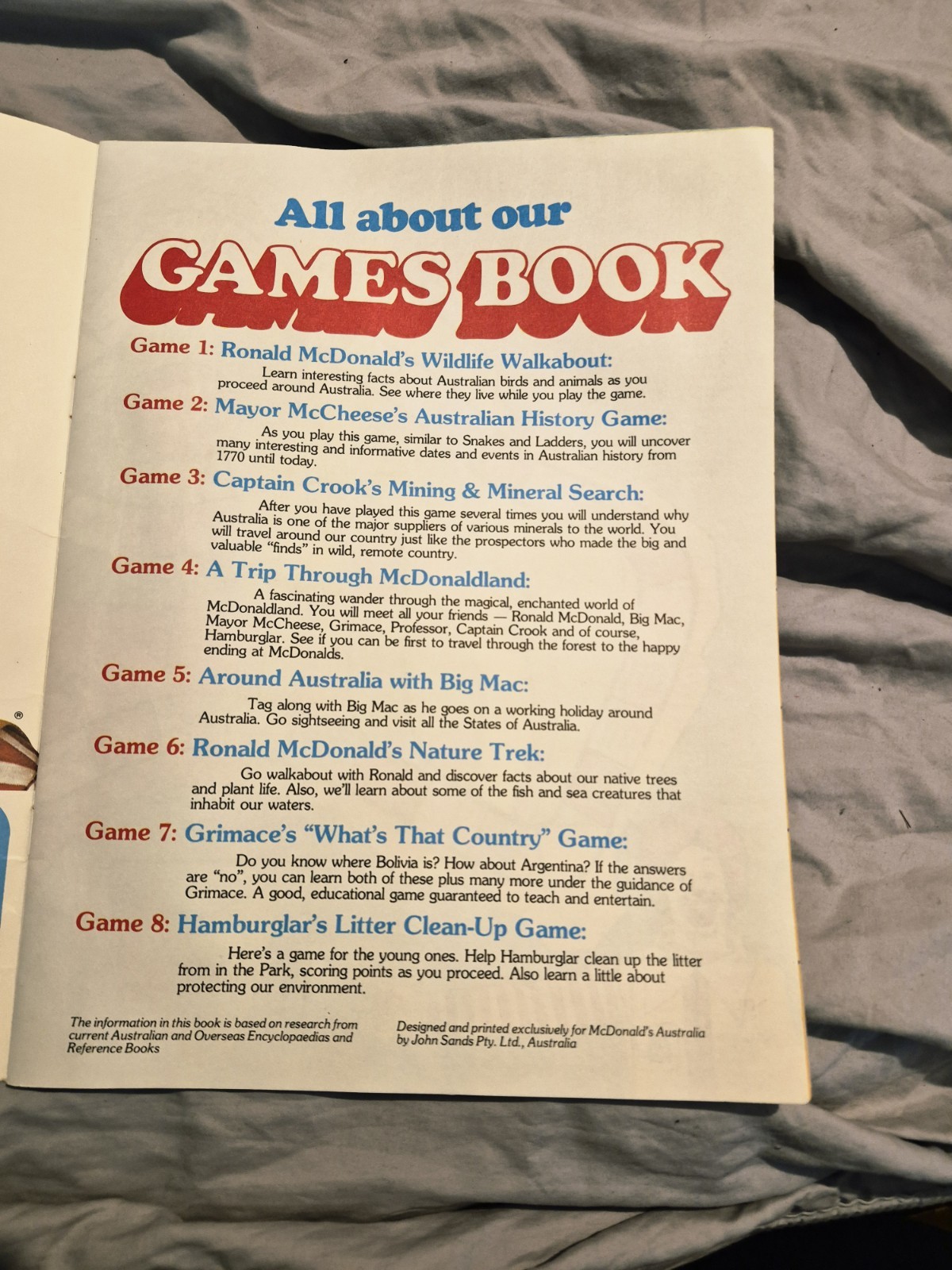 McDonald’s Vintage 1978 Ronald McDonald Friends Games Book Australia 2+ Players