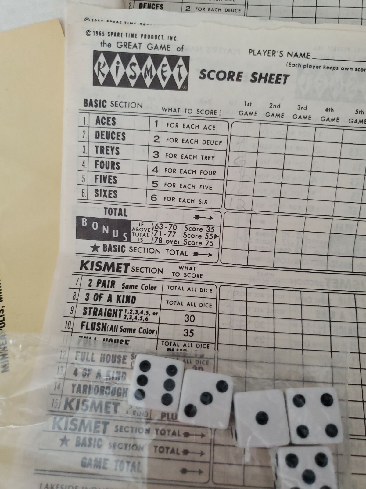 Vintage – KISMET – Game 1965 Spare Time Products Inc.