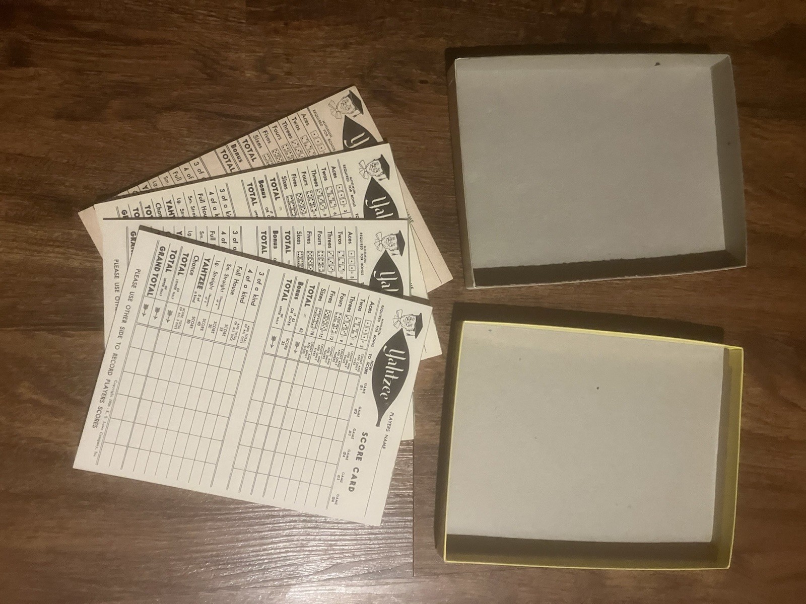 Original Vintage 1956 Yahtzee Game with Score Cards, Dice, Chips & Instructions