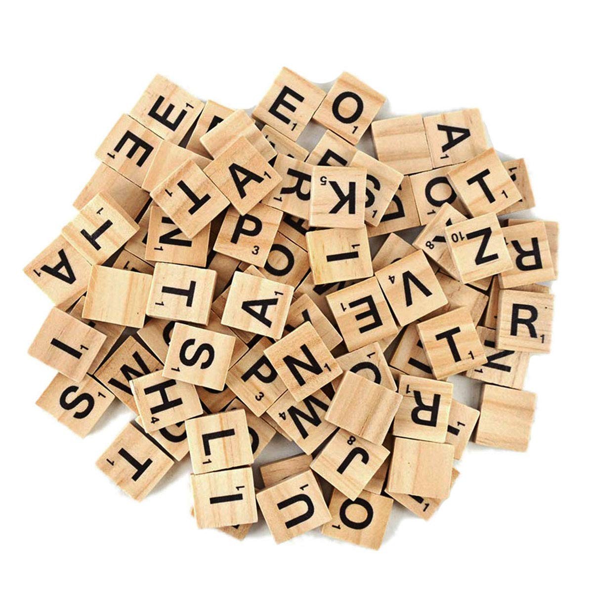 TMEEIHNSS 100Pcs Wooden Alphabet Tiles Scrabble Replacement Letters for Board…