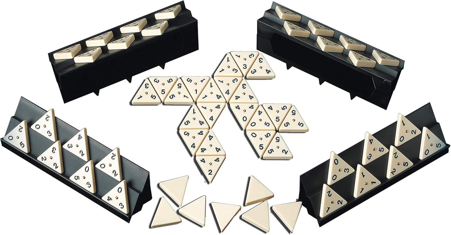 Pressman Tri-Ominos – Deluxe Edition Triangular Tiles with Brass Spinners, 5″