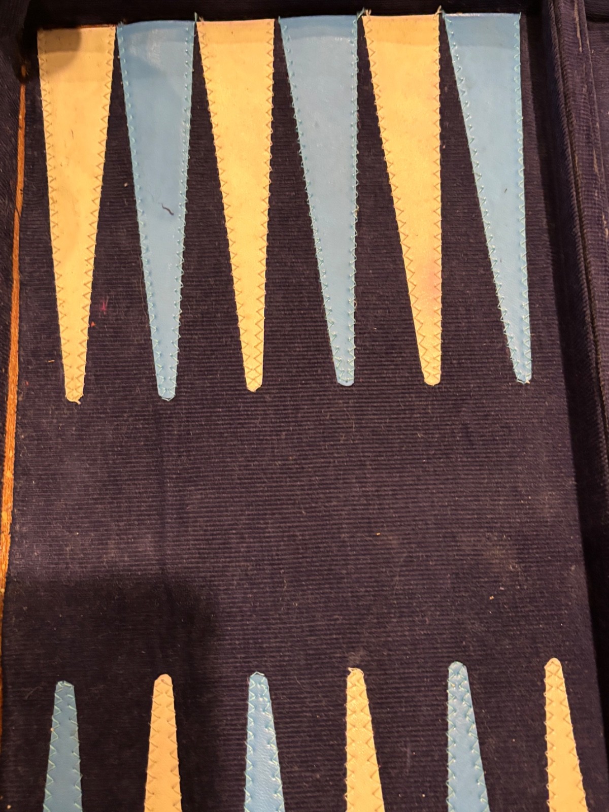Vintage Backgammon Blue Corduroy Case Blue Black Speck + Cream Checkers