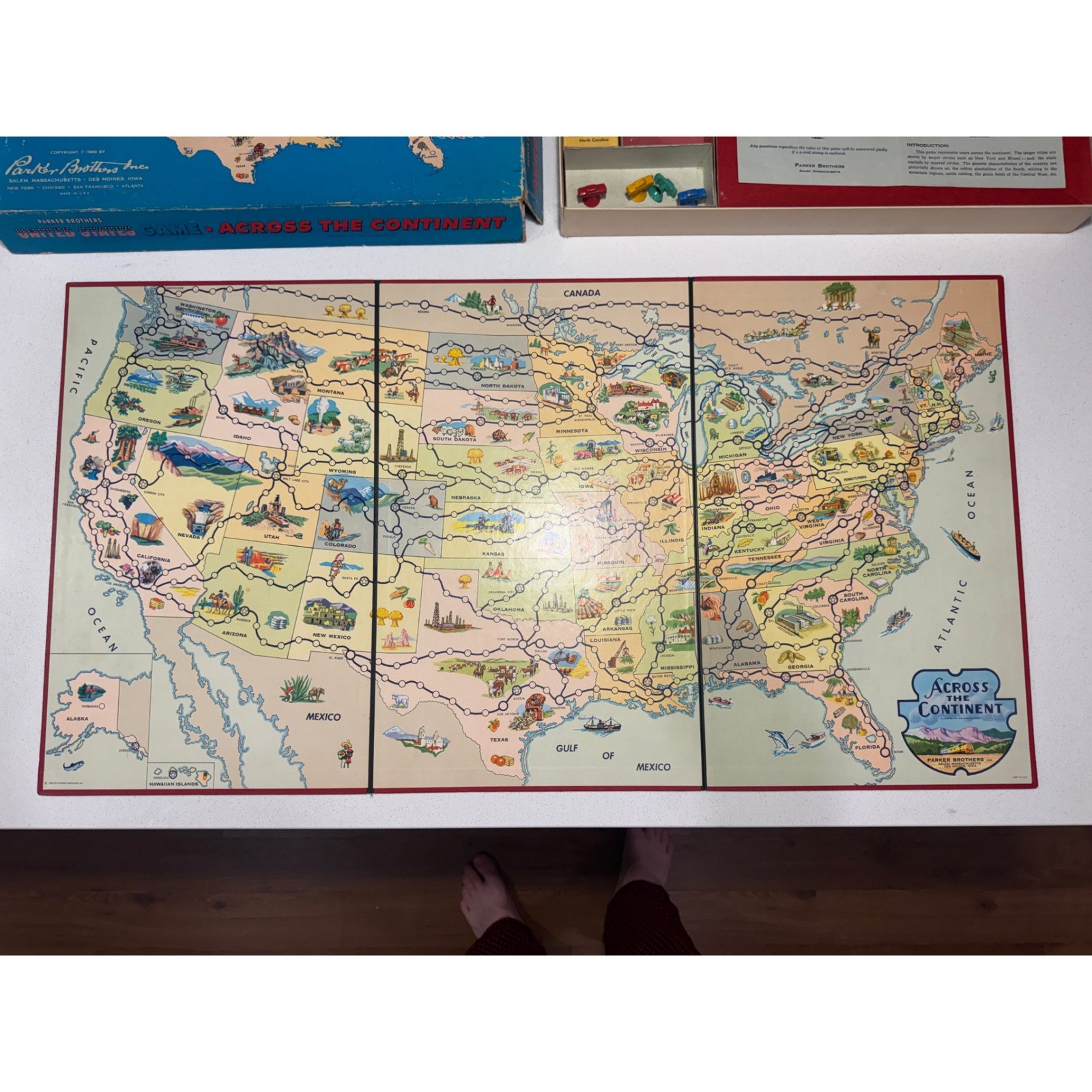 Vintage 1960 Parker Bros Across the Continent United States Board Game Complete
