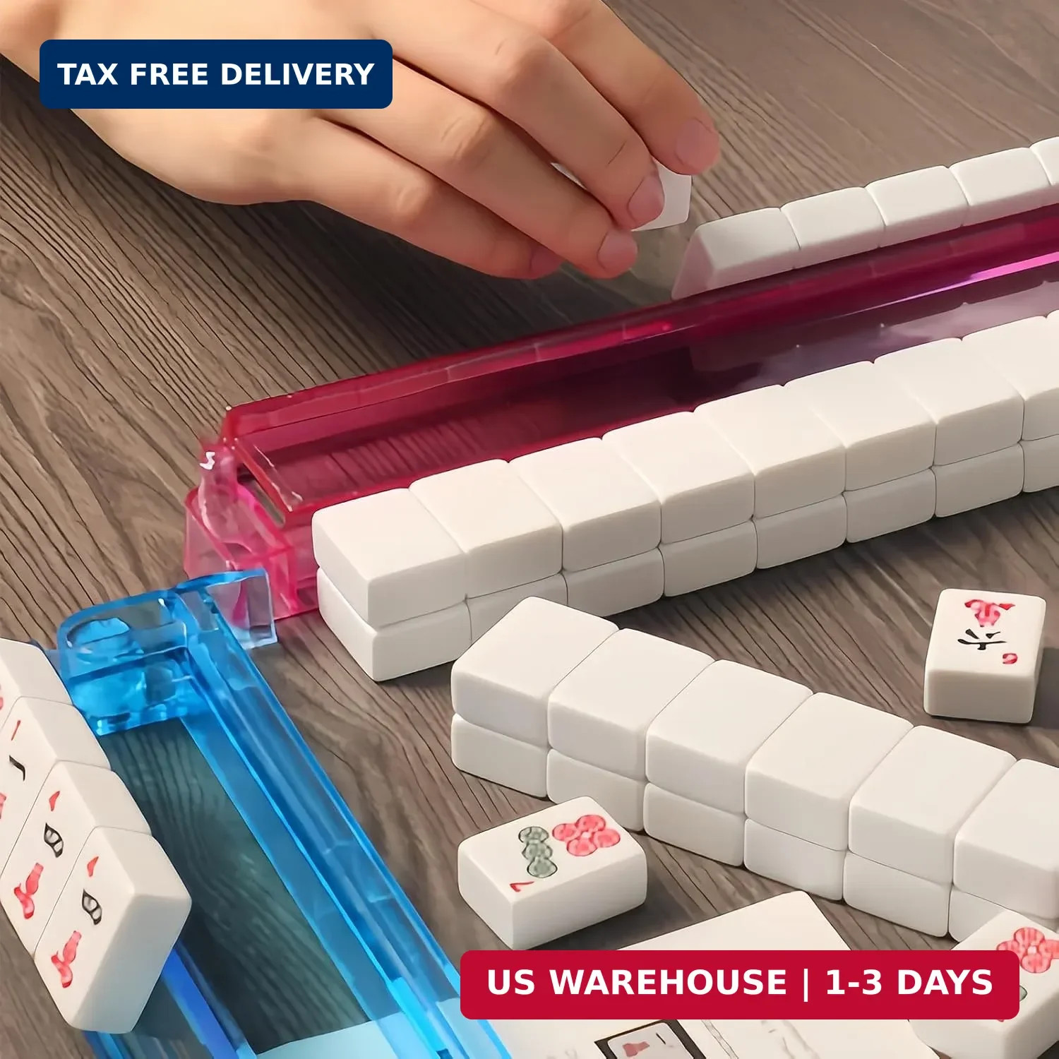 EdenRiver American Mahjong Game Set 166 Tiles 4 All-in-One Color Rack/Pushers Ma