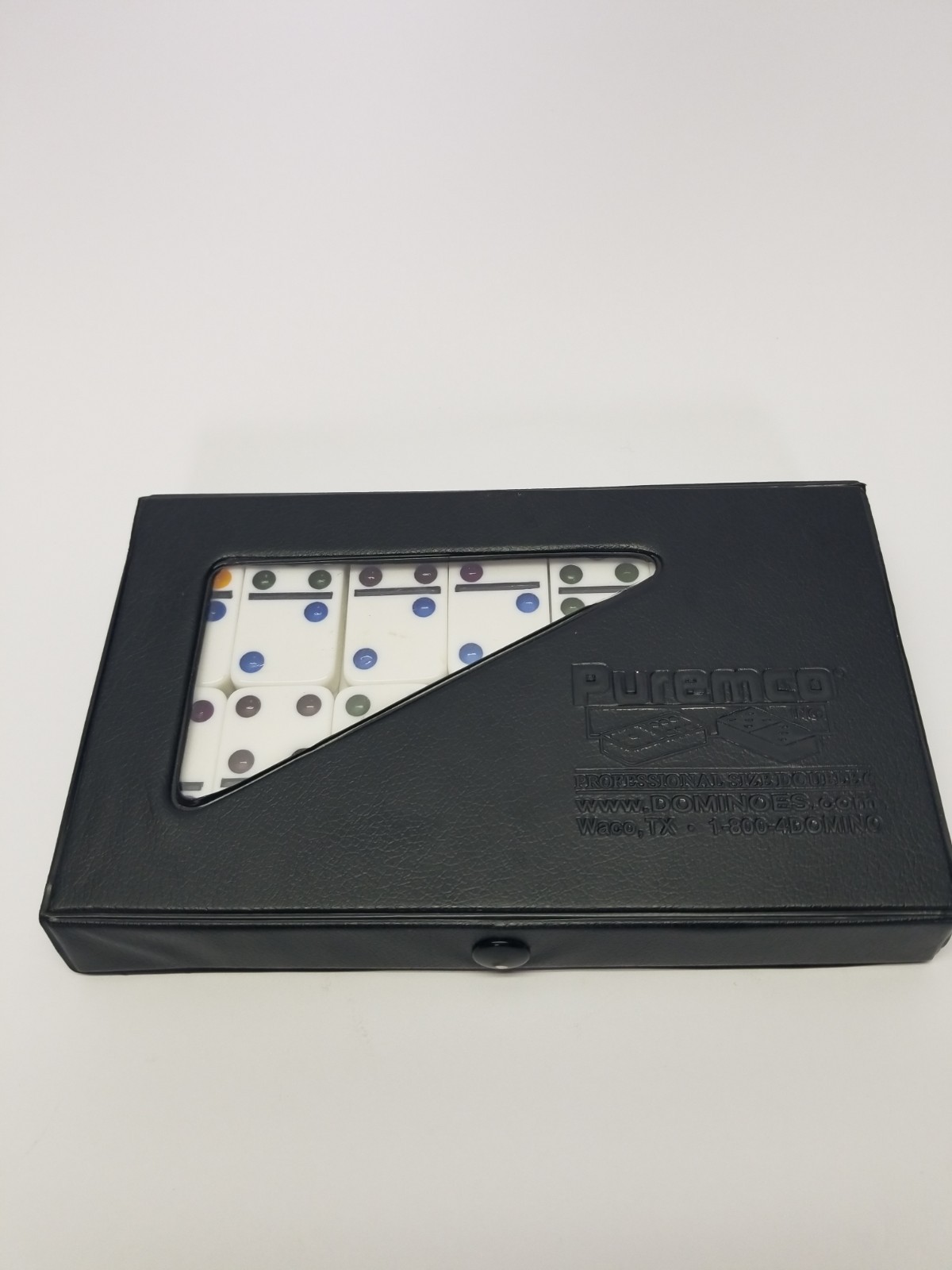 PuremcoDominies Double 6 Tournament Size In A Black Faux Leather Case