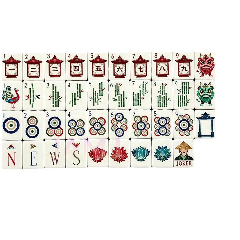 4-Layer Acrylic Mahjong Set 160Pcs Olive Green Chinese Carved American Mahjong
