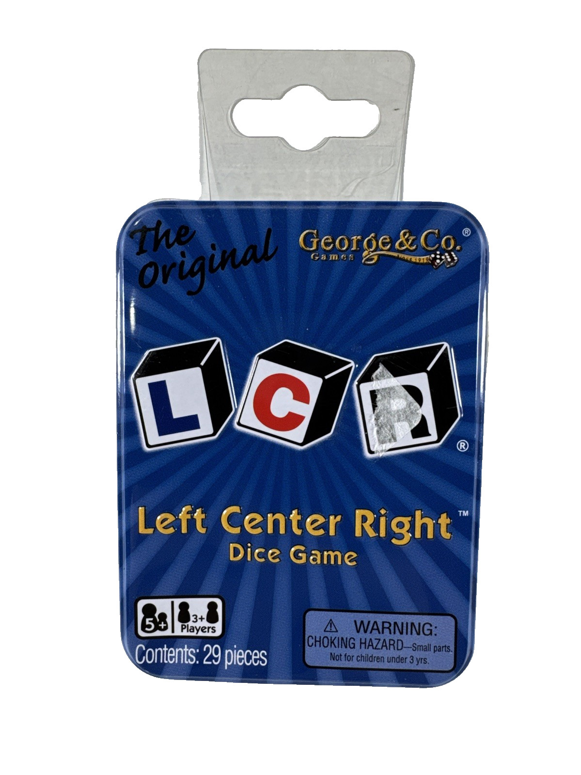 NEW SEALED LCR® Left Center Right™ Dice Game in Blue Tin Box by George & Co.