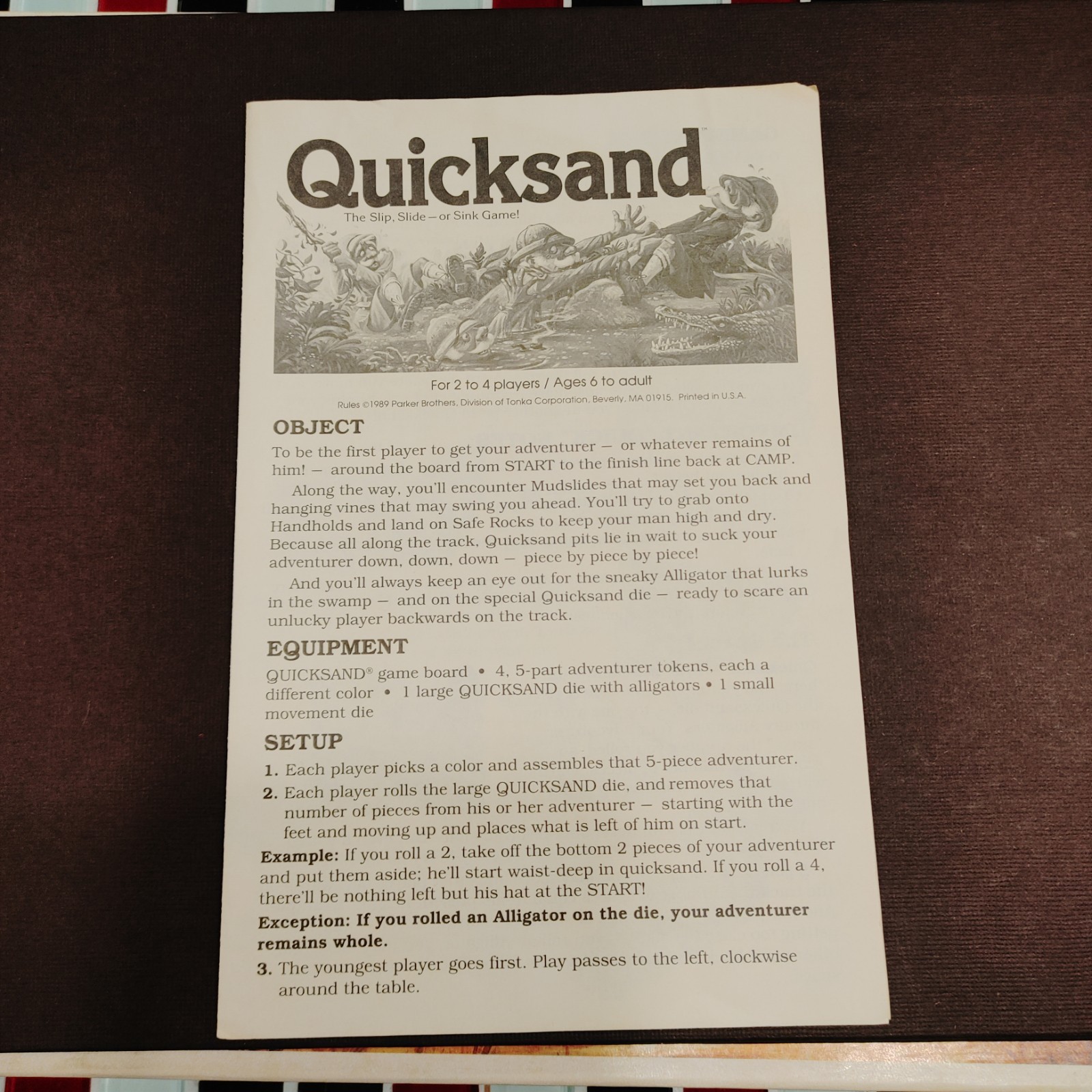 COMPLETE ~ Vtg 1989 Quicksand Slip Slide or Sink Parker Brothers Board Game