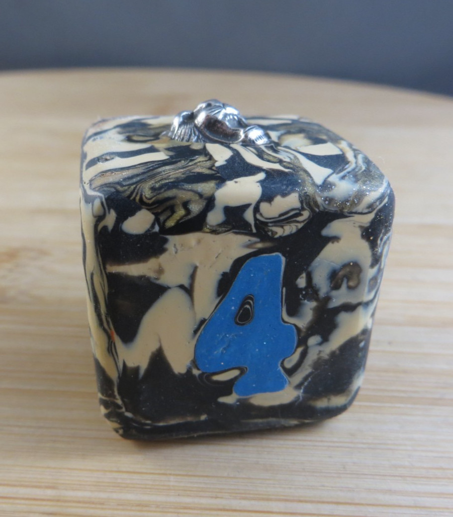 Jena’s Handmade Backgammon Doubling Cube Blue Tan Sterling Silver Wild Cat #410