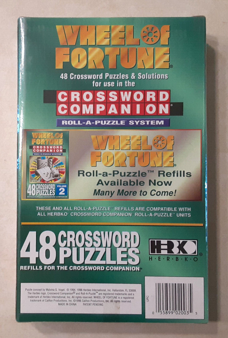 Wheel of Fortune Crossword Companion 48 Puzzle Refill Volume 3 NEW NOS Vintage