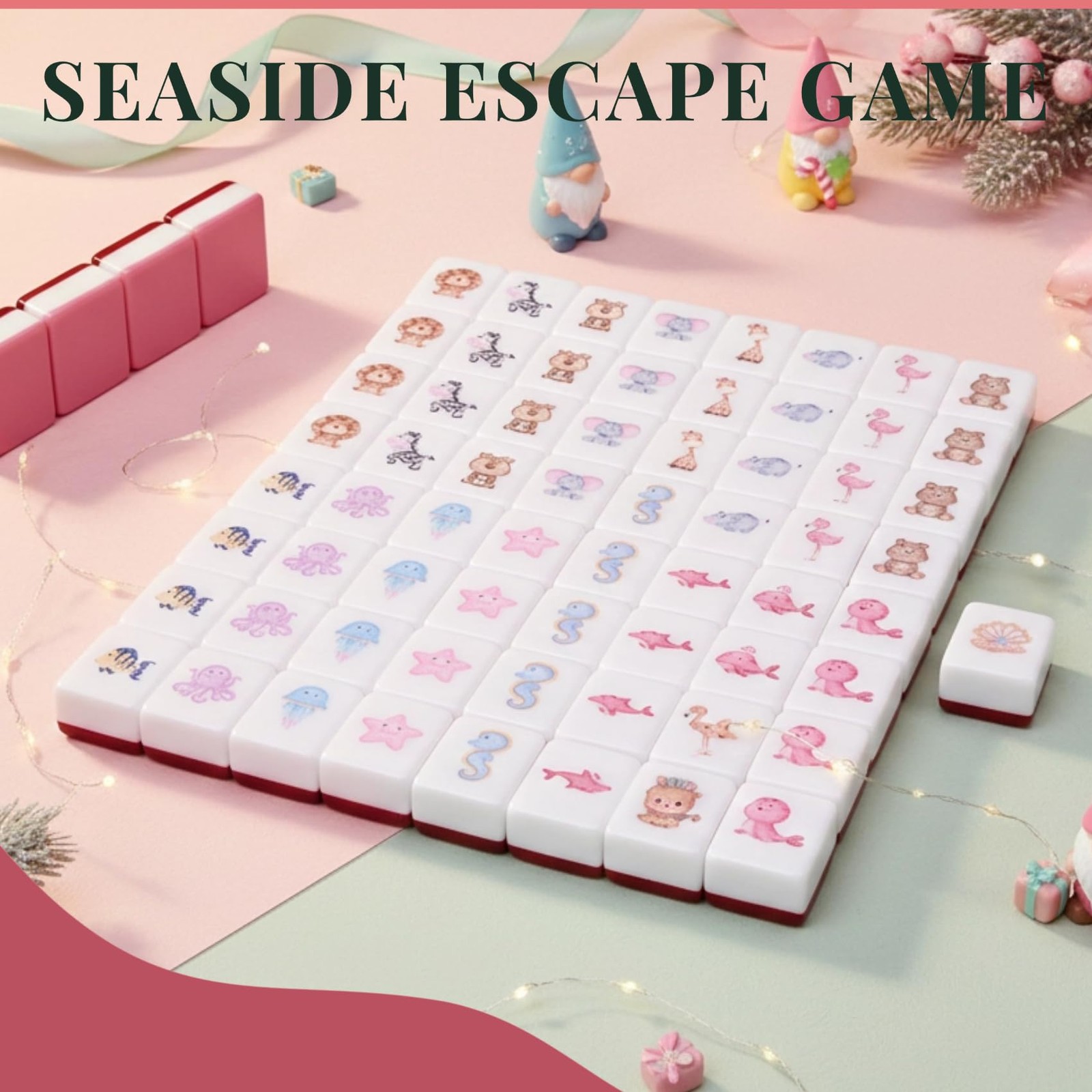 Gueiddi Mahjong Block Set 65 Pcs Vita Mahjong Set Handbag Portable Travel