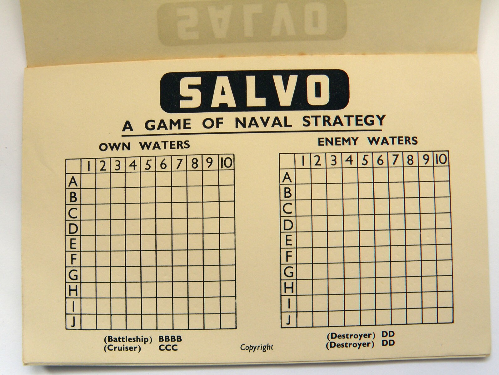 Salvo A game of Naval Strategy for Two Players c.1950s – 60s