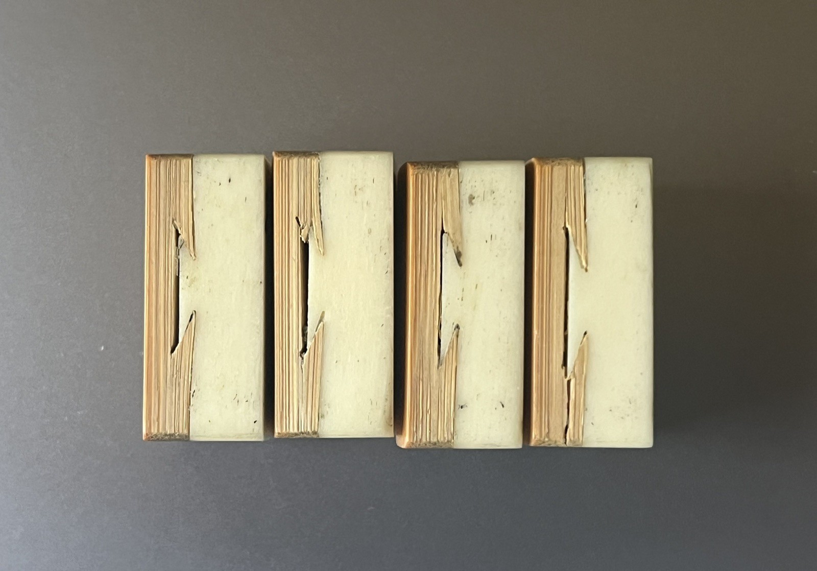 lot of 4 Vtg 1920s Mahjong Bone/Bamboo Replacement Tiles 2 CRAK – thick bone