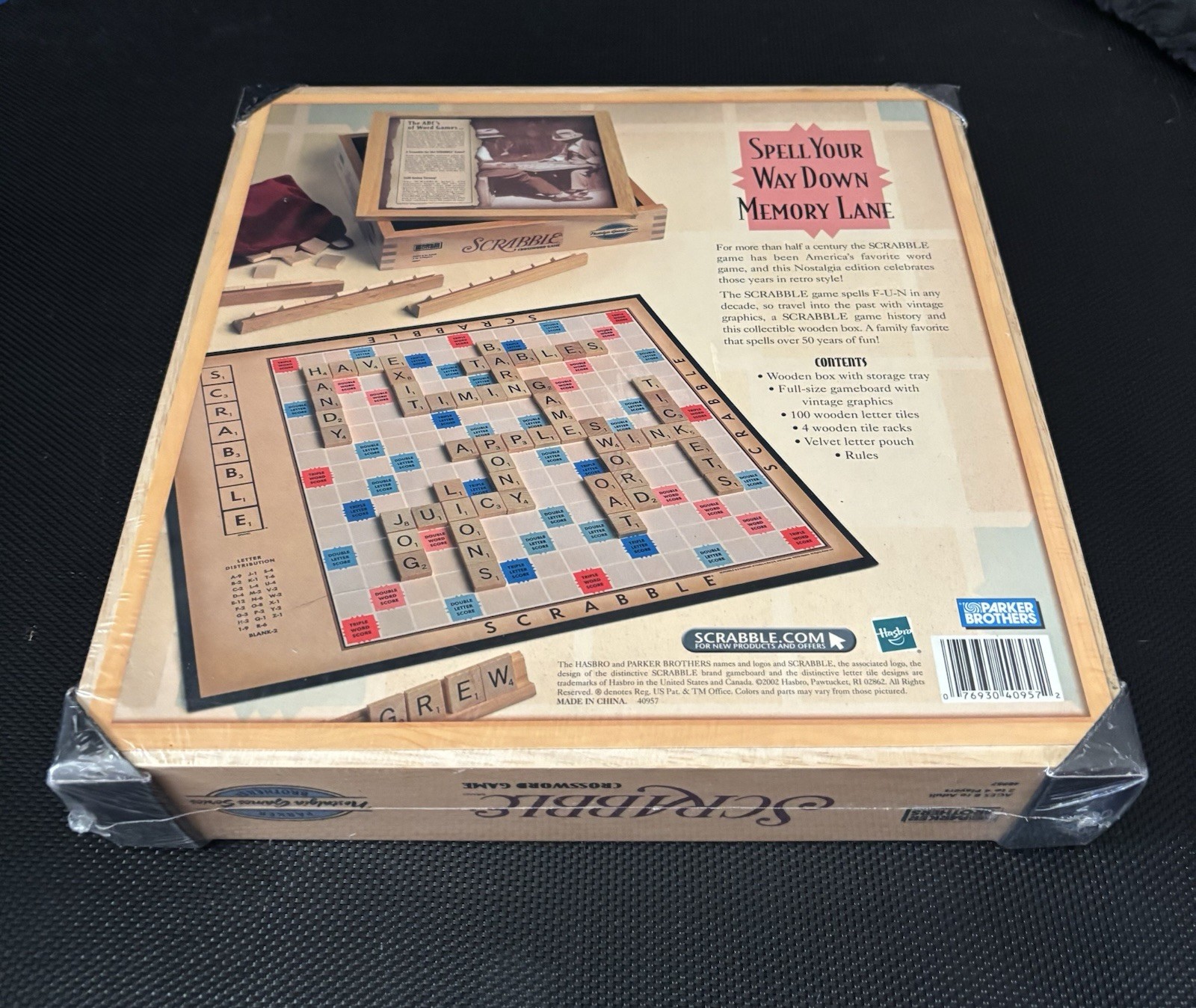 Official Scrabble Crossword Game Nostalgic Wooden Box New Sealed 2002 Hasbro