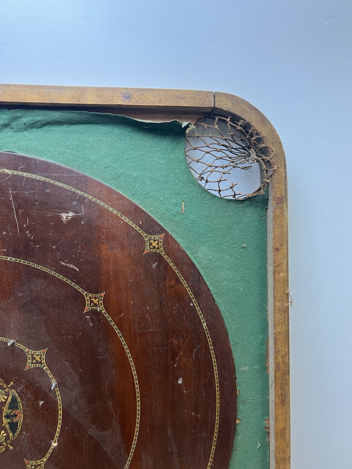 Vintage CARROM GAME BOARD Archarena original wood double sided old felt wall art