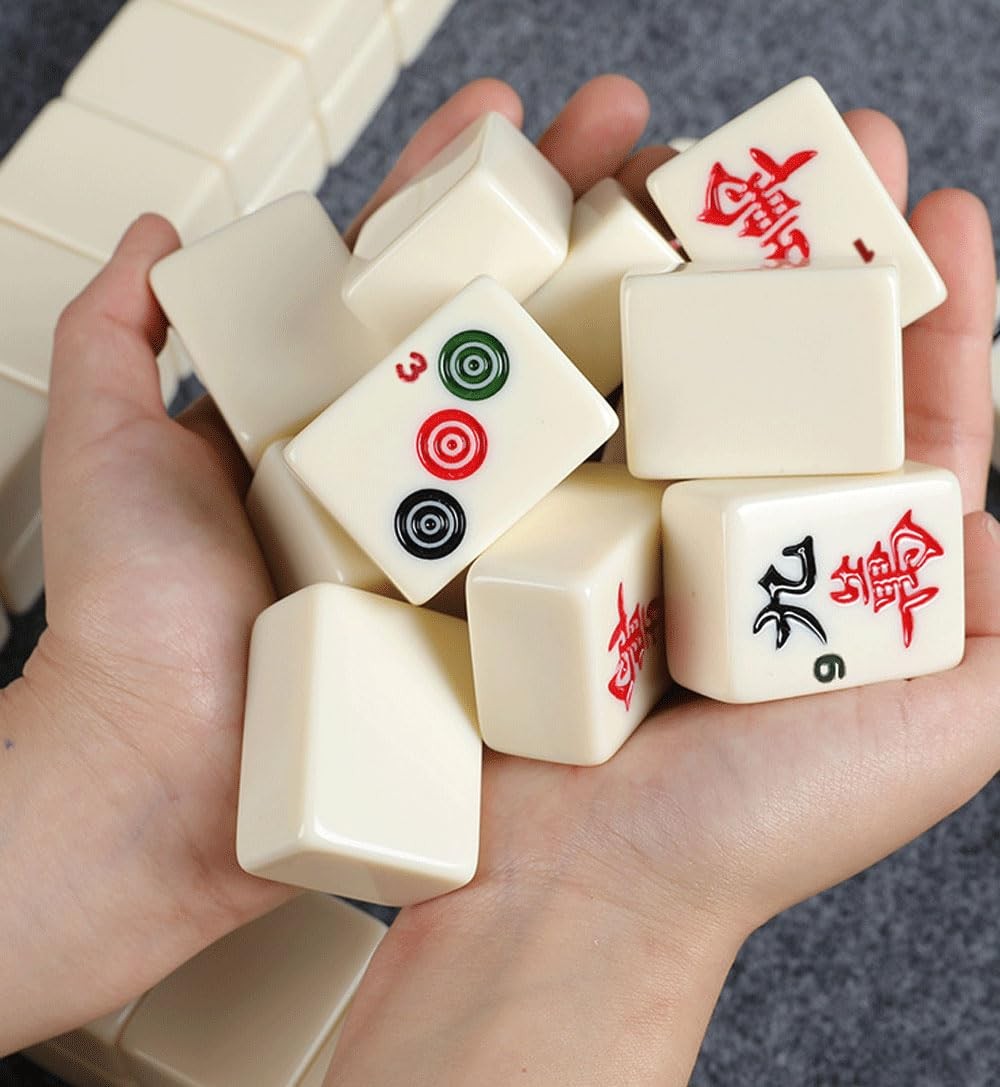 Mahjong Set 1.5” 146 Tiles Arabic Numerals 2 Dice Wind Indicator Carrying Case