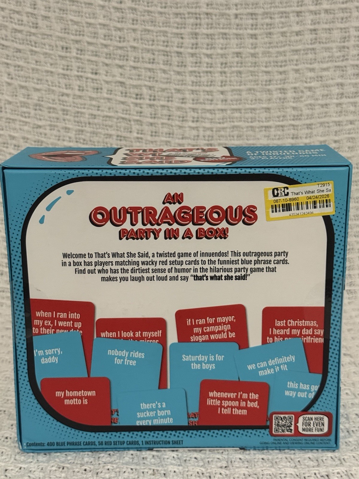 That’s What She Said Party Game New Edition Adult Card Game Ages 17+