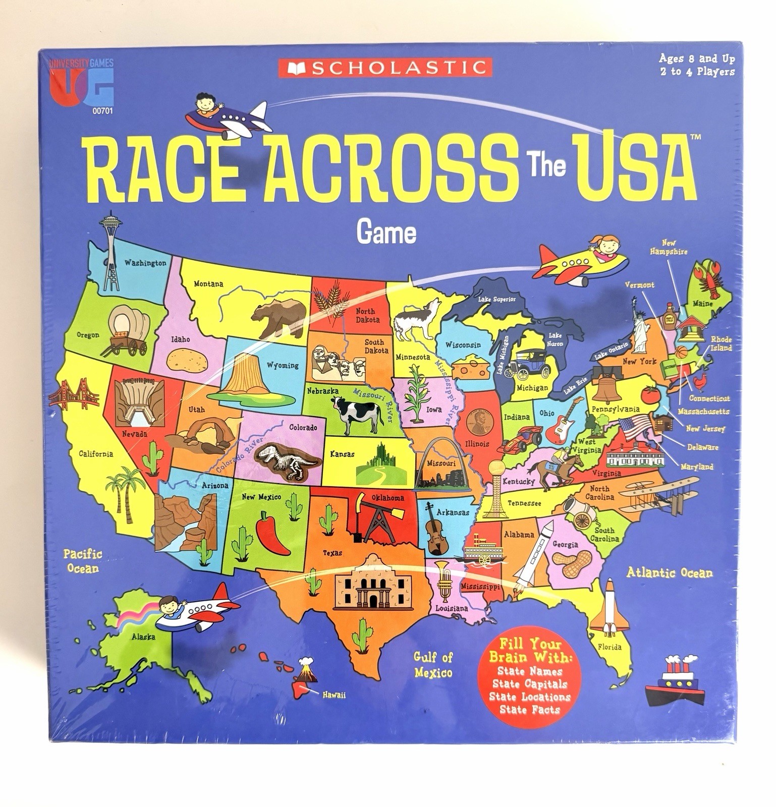 NIB Scholastic Race Across the USA Board Game New Sealed Ages 8 and Up