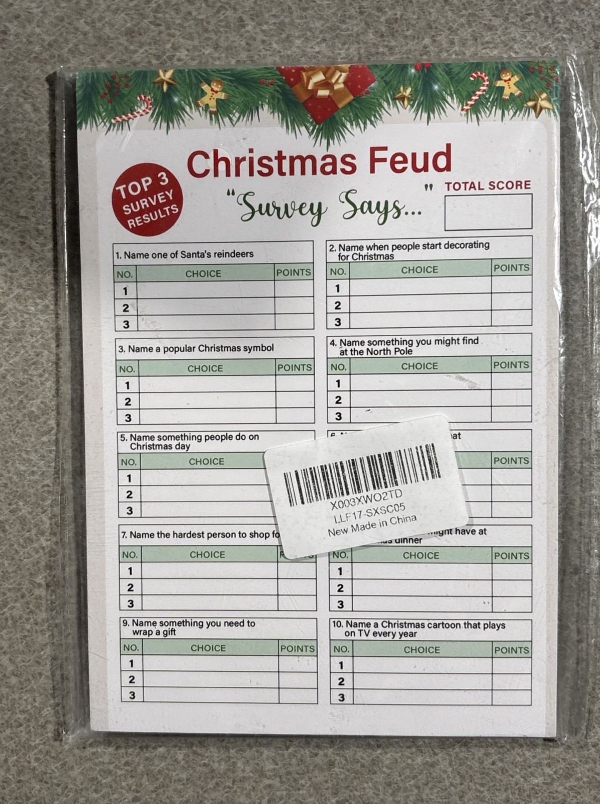Christmas Friendly Feud Game, Family Game Night, Trivia Quiz, New, #42