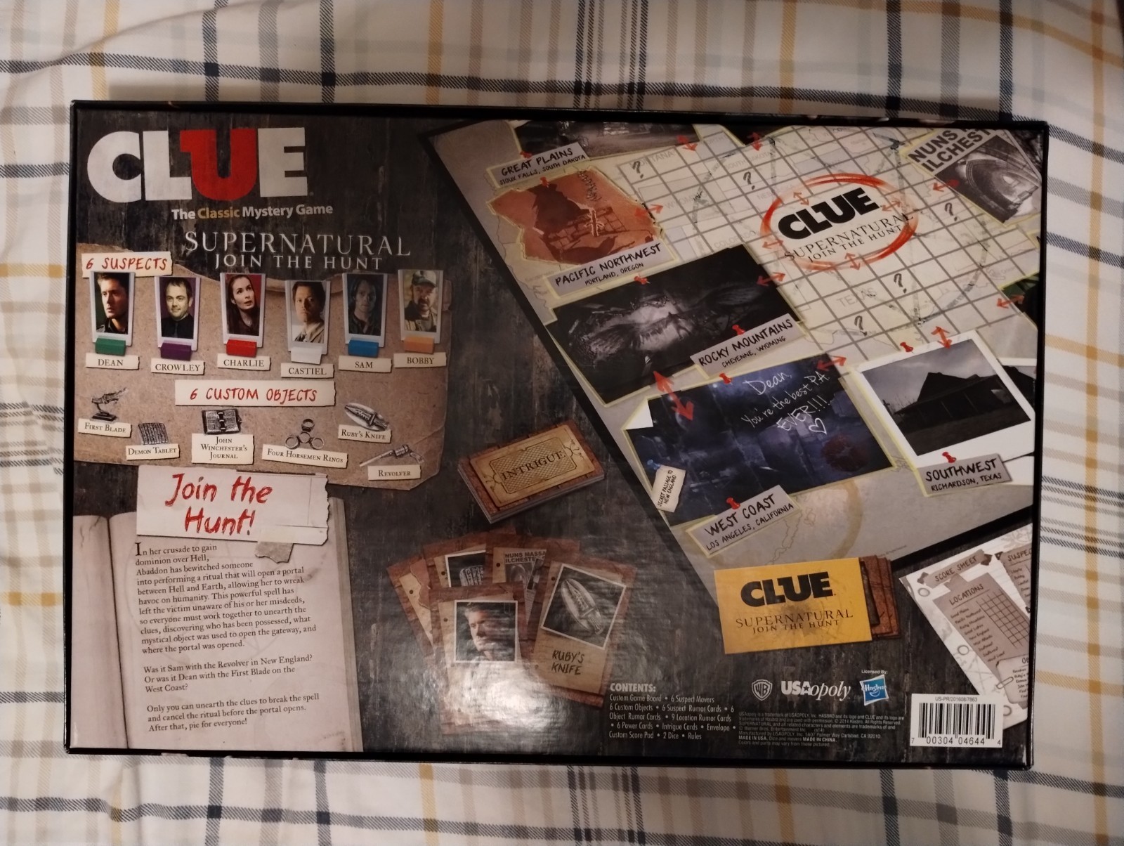 SUPERNATURAL CLUE GAME OPENED BUT NEVER PLAYED SAM DEAN CASS CROWLEY