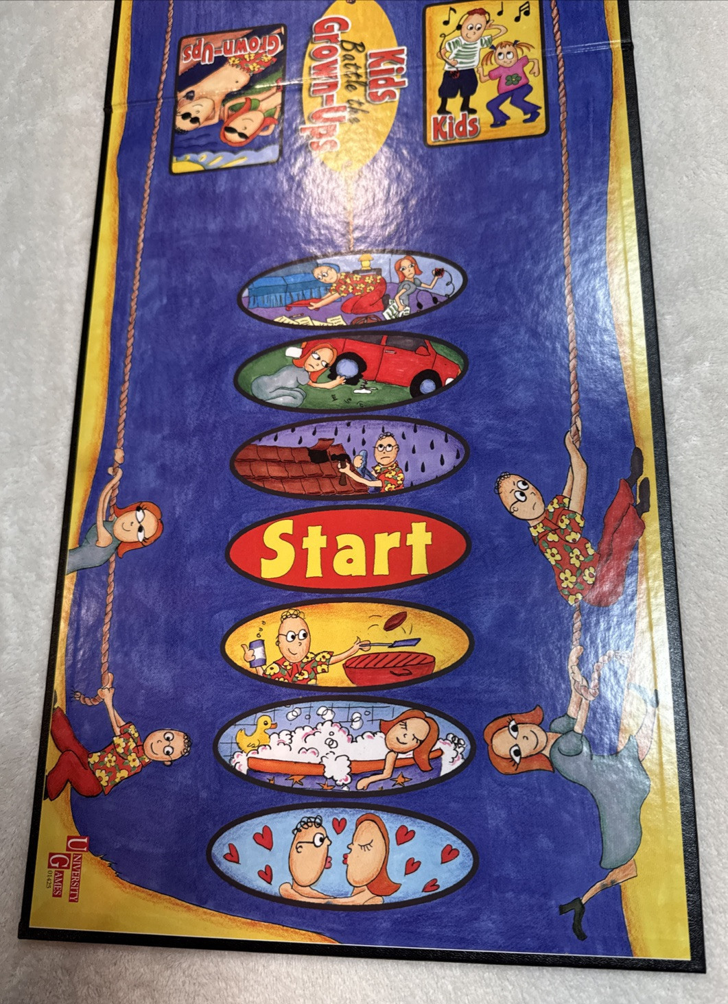 Kids Battle The Grown-Ups Trivia Board Game 2002 by University Games Age 8 & Up