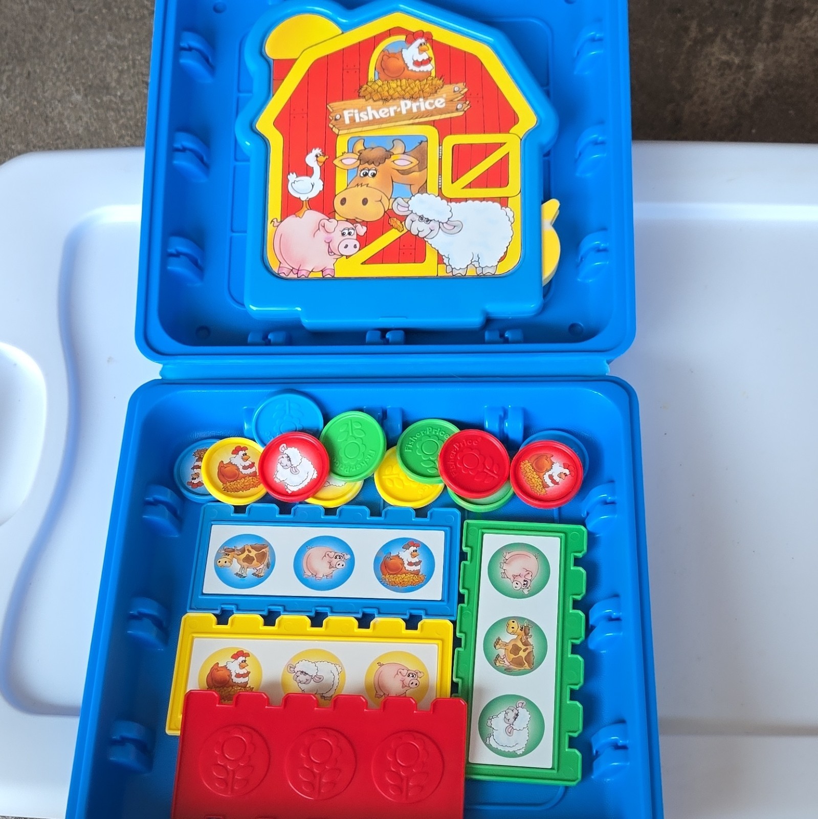 Fisher-Price Barnyard Bingo Travel Bingo Game w/ Carry Case, 2 Players, 3-5