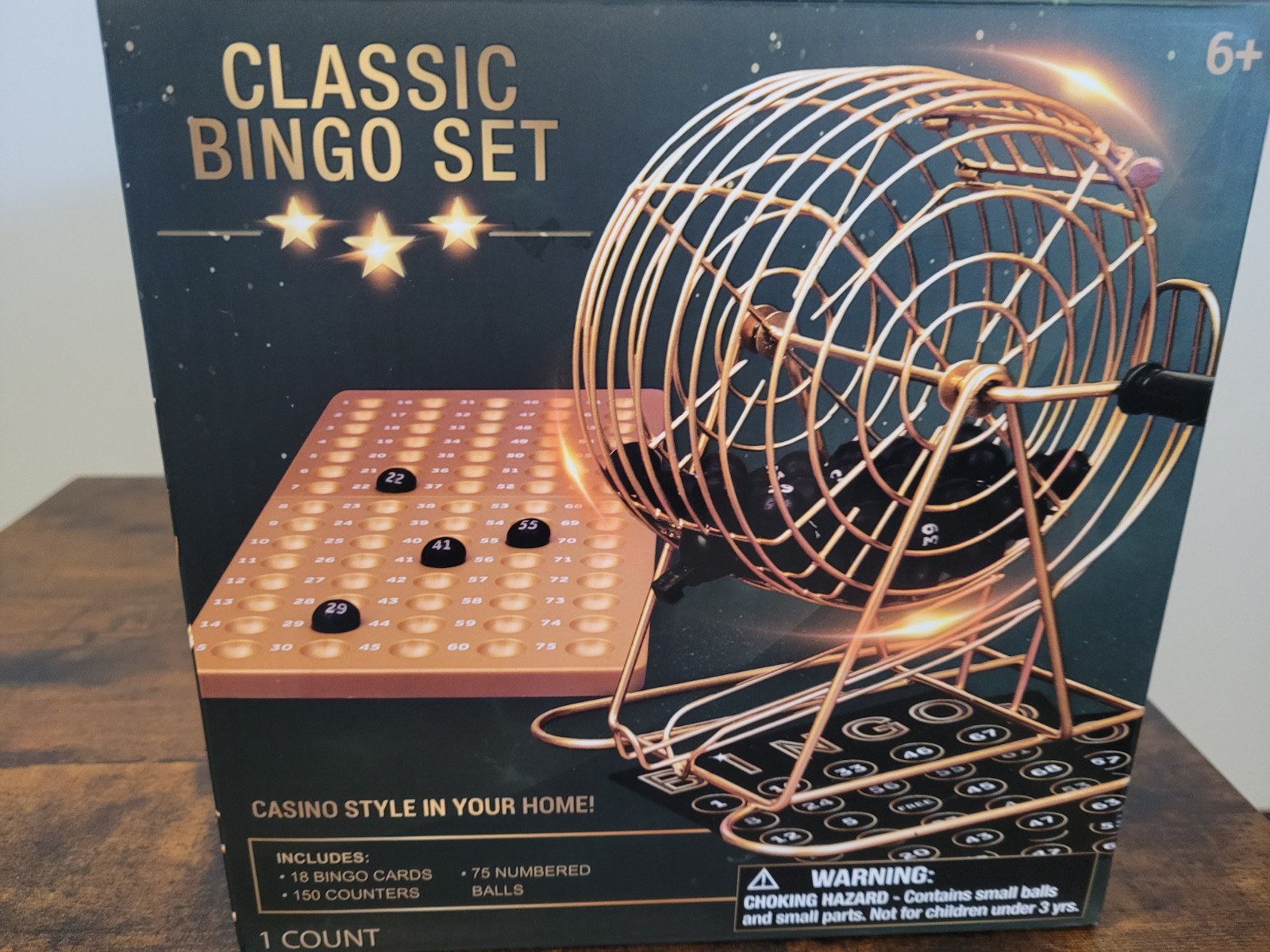 Classic Casino Style Bingo Set Gold Ages 6+ Brand New Free Ship Lower 48 States