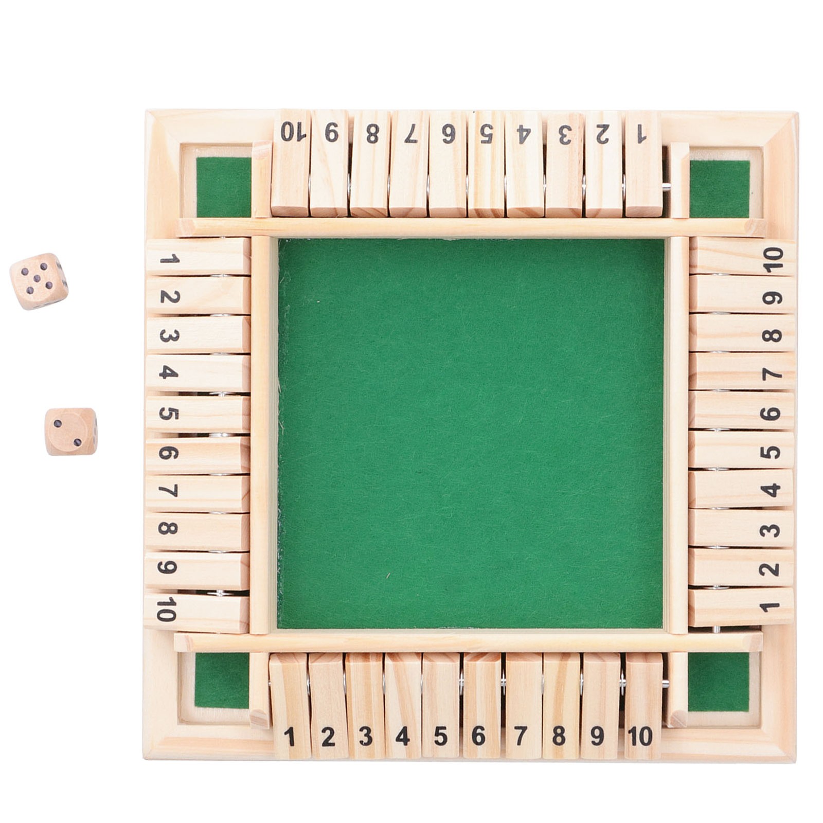 Wooden Number Shut the Box Dice Game Set Ideal for 4 Players Family Party Game
