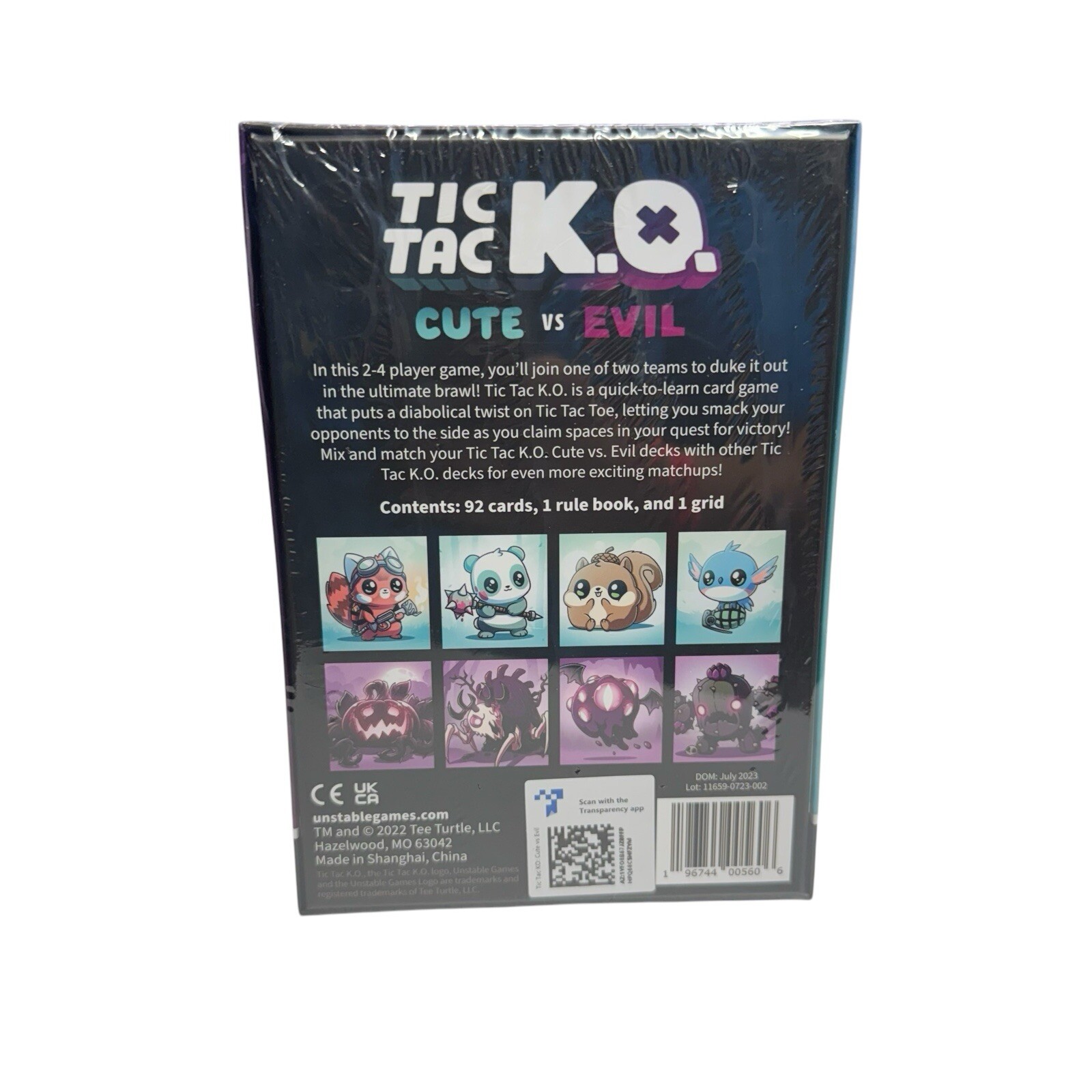 Tic Tac KO Cute vs Evil Card Game NEW 8+ K.O. 2-4 Players Unstable Games