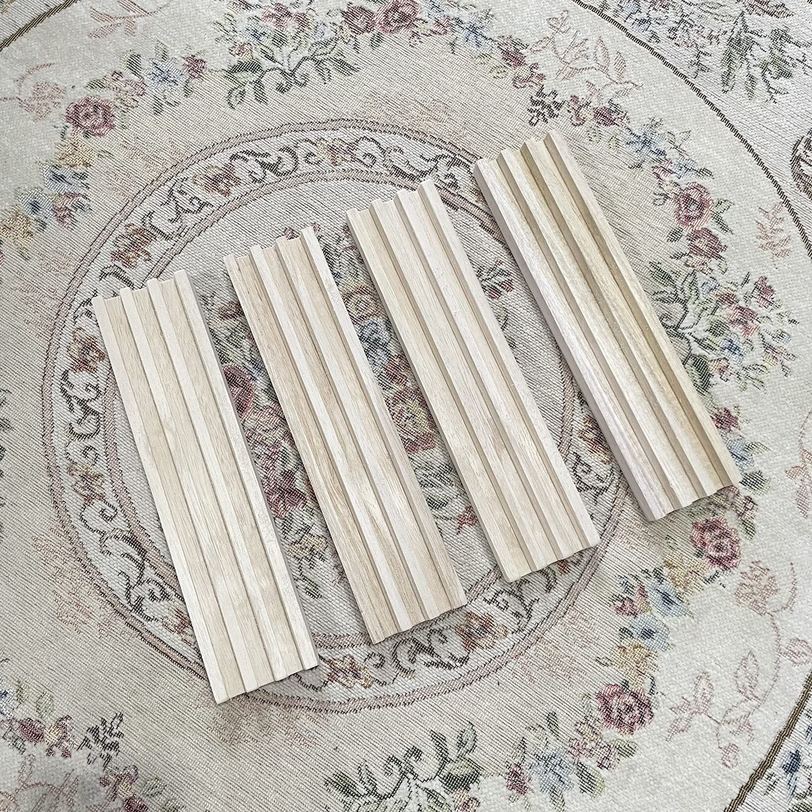 Wooden Domino Racks Set of 4 Natural Domino Trays Holders Organizer for Mexican