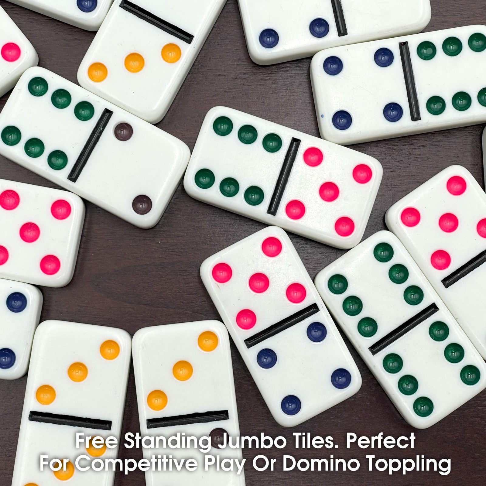 CHH 2322 Double 6 Jumbo Dominoes with Color 8.25 x 4.75 x 1.38 inches, White