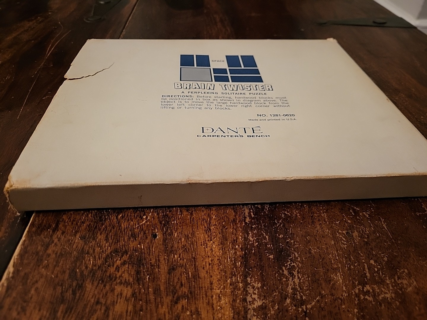 Vintage Dante Carpenter’s Bench Solitaire Slide Puzzle Brain Teaser Complete