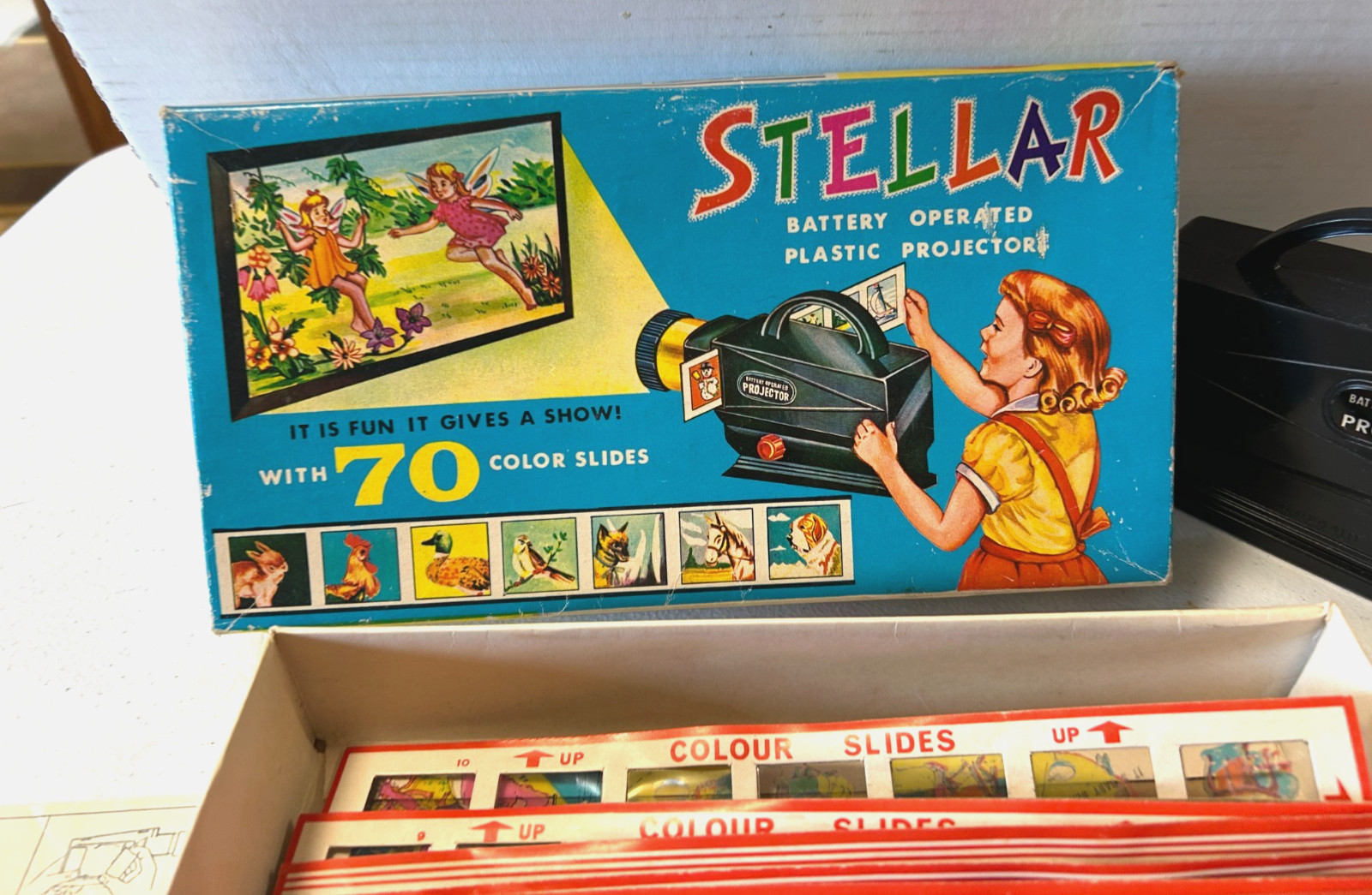 Vintage 1960s Stellar Battery Operated Toy Projector Slides No 8106 Hong Kong
