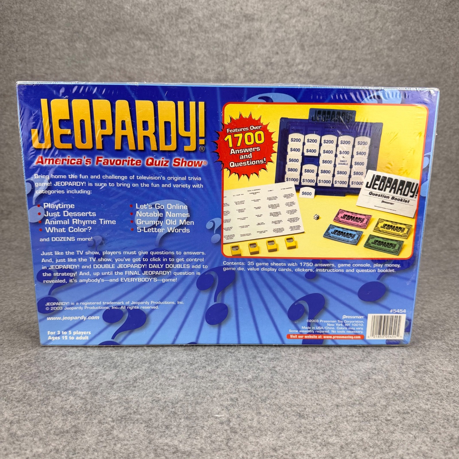 Jeopardy Board Game: America’s Favorite Quiz Show 2003 Edition Brand New Sealed