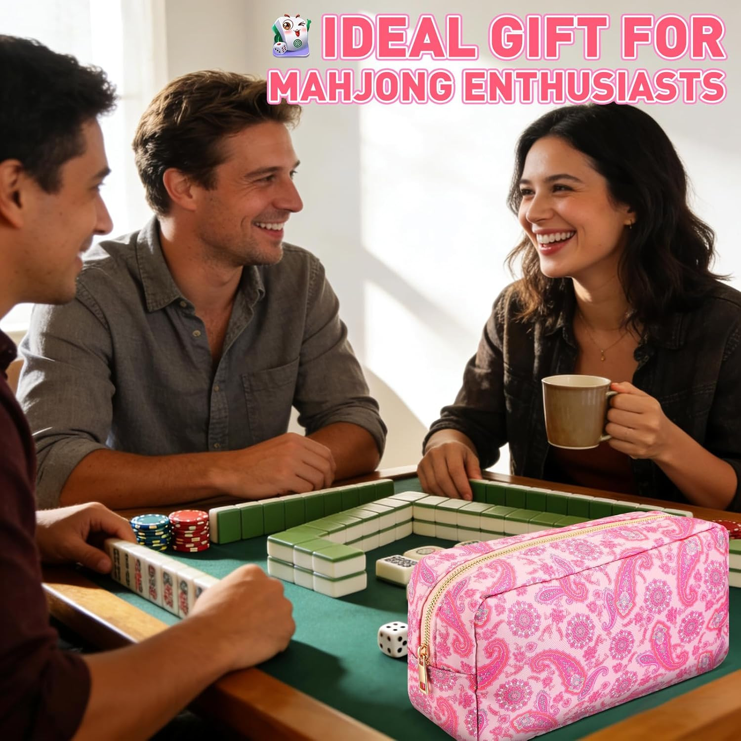 Empty Mahjong Tiles Bag Thickened American Mahjong Tiles Bag with Zipper Boar…